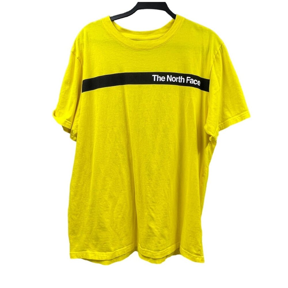 The North Face T-Shirt Mens XL Yellow Black Graphic Front Back Cotton Crew Neck